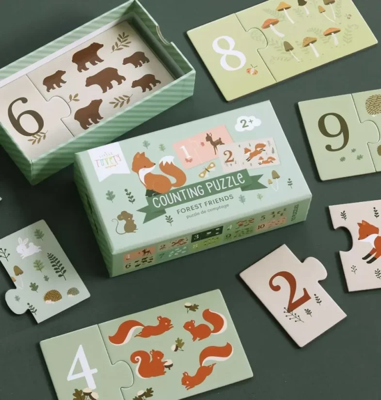 Počítanie puzzle: lesní priatelia