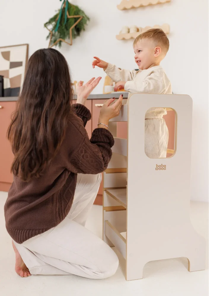 Babywood Babywood Učiaca veža Montessori pre deti kašmír
